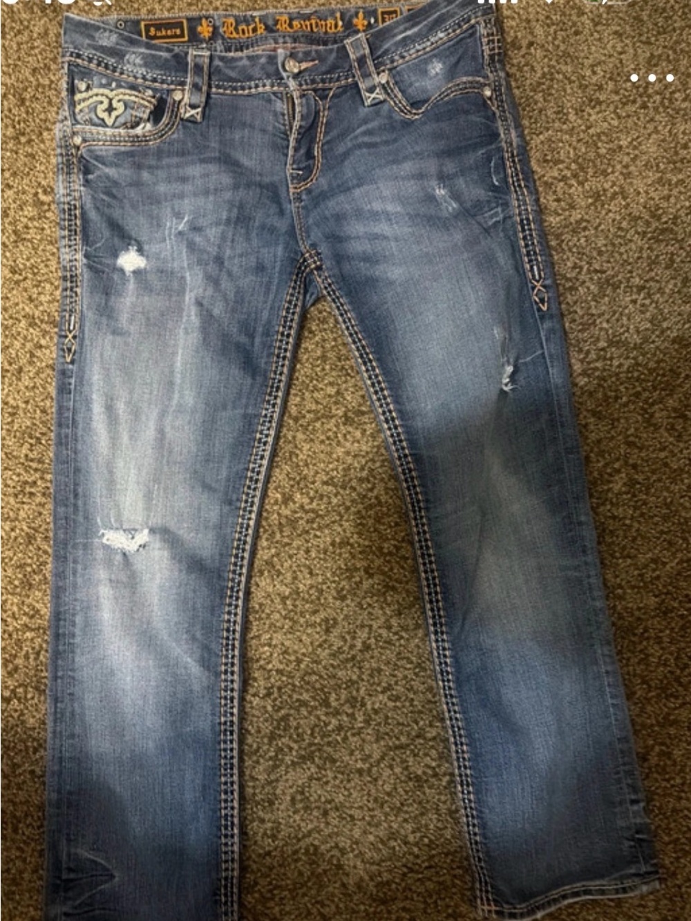 Rock Revival Women's Blue Distressed Cropped Jeans